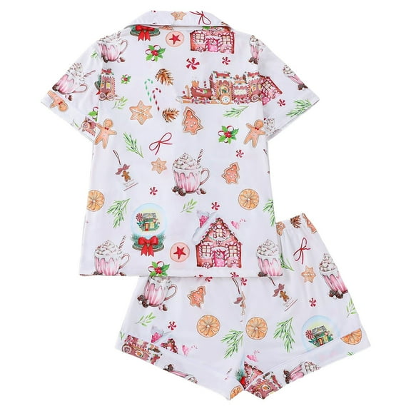 Flannel Pajama Cozy Long Sleeve Top With Pocket Sleepwear Soft Holiday Print Two Piece Outfit For Nightwear Christmas pajamas for women set