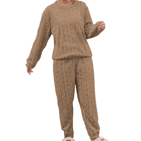 Flannel Pajama Long Sleeve Top With Comfortable Pants Cozy Winter Sleepwear Loungewear For Home Soft Thermal Nightwear Christmas pajamas for women set
