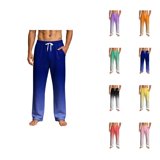 Flannel Pajama Pants Men Fall Winter Elastic Waist Gradient Color Sleep ...