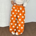 thumbnail image 1 of Flannel Pajama Pants Women Baggy Wide Leg Fleece Lounge Pants Loose Fit Star Print Pants 2025 Fashion Holiday Party Elastic Waist Trousers Saffron M, 1 of 5