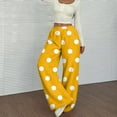 thumbnail image 1 of Flannel Pajama Pants Women Fuzzy Wide Leg Fleece Lounge Pants Loose Fit Polka Dot Pants 2025 Fashion Holiday Party High Waisted Trousers Saffron XXL, 1 of 5