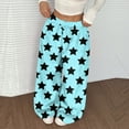 thumbnail image 1 of Flannel Pajama Pants Women Fuzzy Wide Leg Fleece Pj Bottoms Loose Fit Star Print Pajama Pants 2025 Fashion Fall Winter High Waisted Trousers Cyan XL, 1 of 5
