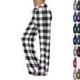 thumbnail image 1 of Flannel Pajama Pants Women Soft Christmas Plaid Sleep Lounge Pj Bottoms Casual Drawstring Elastic High Waisted Pajama Pants Loose Wide Leg Sleepwear,Dark Gray,3XL, 1 of 6