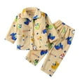 thumbnail image 1 of Flannel Pajamas Boys 2 Piece Fleece Sleepwear Set Cute Dinosaur Button Down Top Pants Thick Long Sleeve Loungewear, 1 of 3