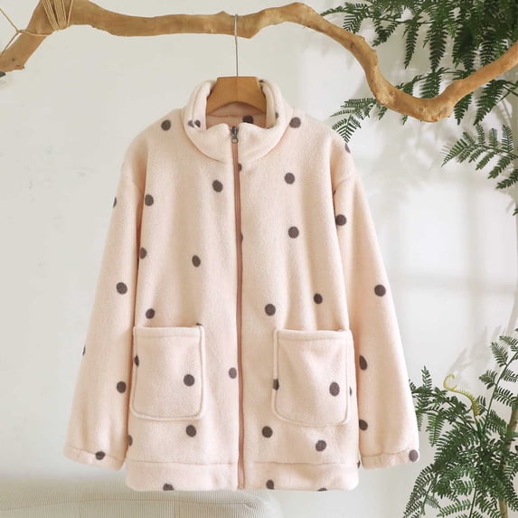 Flannel Pajamas for Women Soft Bed Jacket Button Front Long Sleeve Fuzzy Fleece Jacket Pajama Tops Sleepwear Coat Winter Loungewear with Pockets Nightgown for Women