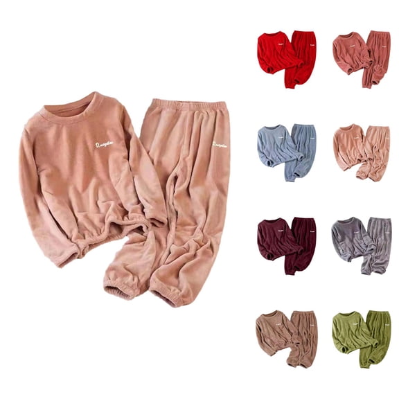 Flannel Pajamas for Women 2026 Winter Soft Warm Crewneck Pj Set Comfort Loungewear