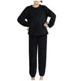 thumbnail image 1 of Flannel Pajamas for Women Set Winter Warm Fleece Fuzzy Sherpa Elastic Waist Crewneck Long Sleeve Pullover and Jogger Loungewear, 1 of 5