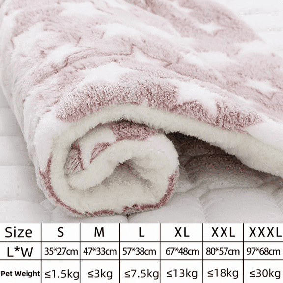 Flannel Pet Mat Dog Bed Cat Bed Thicken Sleeping Mat Dog Blanket Mat For Puppy Kitten Pet Dog Bed for Small Large Dogs Pet Rug,A-pink white star