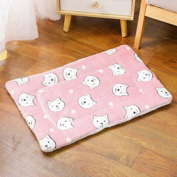 Flannel Pet Mat Dog Bed Cat Bed Thicken Sleeping Mat Dog Blanket Mat For Puppy Kitten Pet Dog Bed for Small Large Dogs Pet Rug,B-pink bear