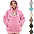 thumbnail image 1 of Flannel Pet Pouch Hoodie For Women, Fluffy Warm Cat Hoodie With Pouch, Pet Carrier Sweatshirt With Drawstring For Dogs & Snack Hoodies Pet Lovers, Light Brown, XXL, 1 of 5