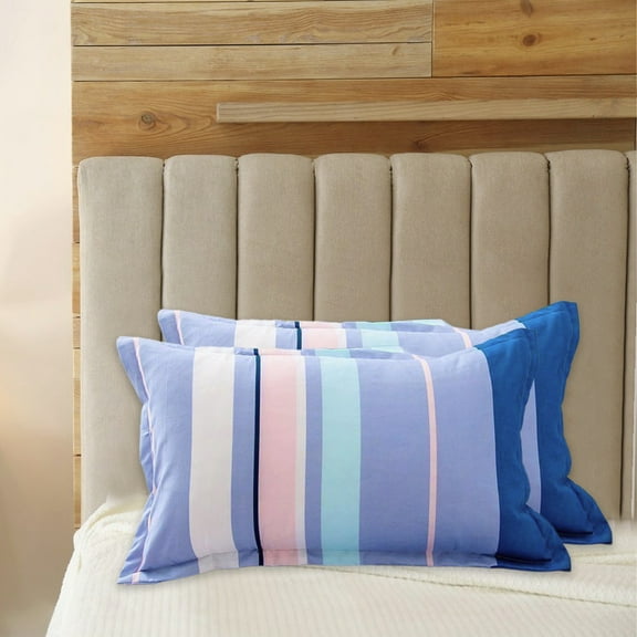 Flannel Pillowcase Set of 2 | 48x78cm Standard Size | Soft Polyester Envelope Closure | Multicolor Pattern | Bedroom & Living Room Decor