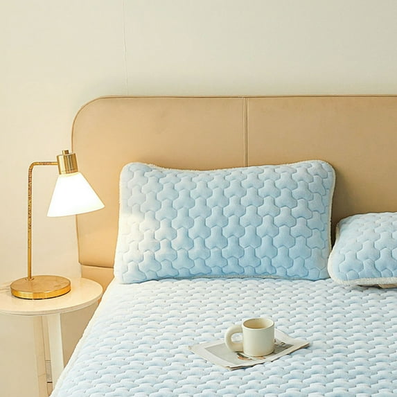 Flannel Pillowcase, Warm Winter Pillow Cover, Soft Velvet Bohemian Style Bedding for Cold Weather(Blue)