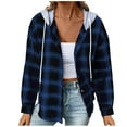 thumbnail image 1 of Flannel Plaid Jackets for Women Hoodie Button Up Shirt Shackets Long Sleeve Fashion Hooded Autumn Outerwear, 1 of 6
