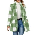 thumbnail image 1 of Flannel Plaid Jackets for Women, Lapel Button Fleece Cardigan Coat, Fall Winter Long Sleeve Tops with Pockets, 1 of 9