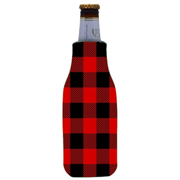 Flannel Plaid Print Beer Bottle Coolie