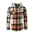 thumbnail image 1 of Flannel Plaid Shirt Jacket for Men Button Up Hooded Shirts Orange Size 2XL, 1 of 9