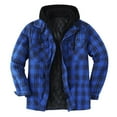 thumbnail image 1 of Flannel Plaid Shirt Jacket for Men Heavyweight Quilted Polyester Lined Snap Zip Up Hoodie Sweatshirt Coat (4XL, Blue), 1 of 6