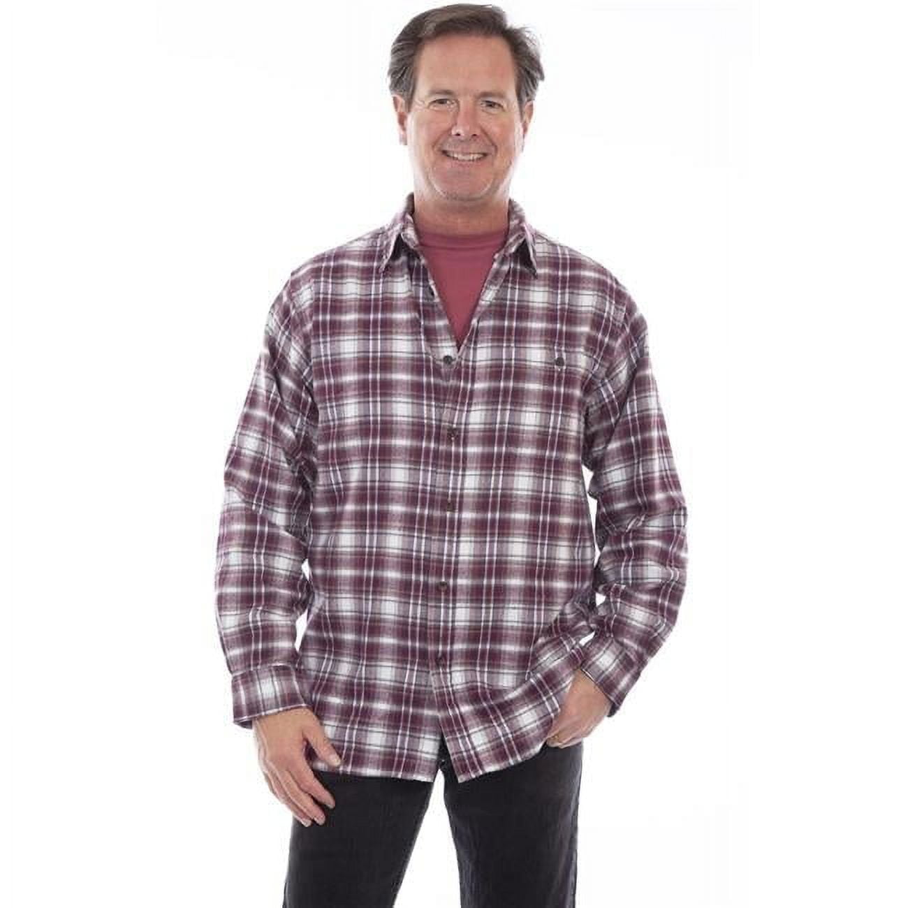 Flannel Plaid Shirt for Mens, Burgundy - 2XL - Walmart.com