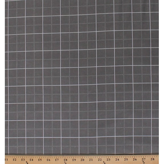 Flannel Plaid Stripes Patterned Framework Gray Flannel Cotton Fabric by the Yard (SRKF-15850-12GREY)
