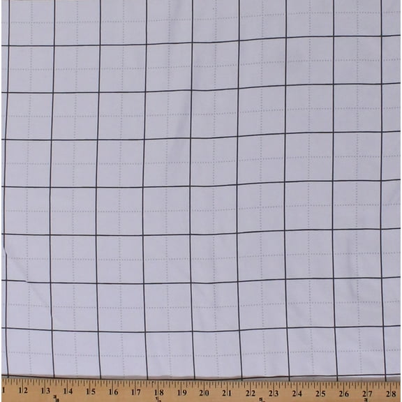Flannel Plaid Stripes Patterned Framework White Flannel Cotton Fabric by the Yard (SRKF-15850-1WHITE)