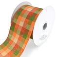 thumbnail image 1 of Flannel Plaid Wired Ribbon, Orange/Green, 2-1/2-Inch, 10-Yard, 1 of 1