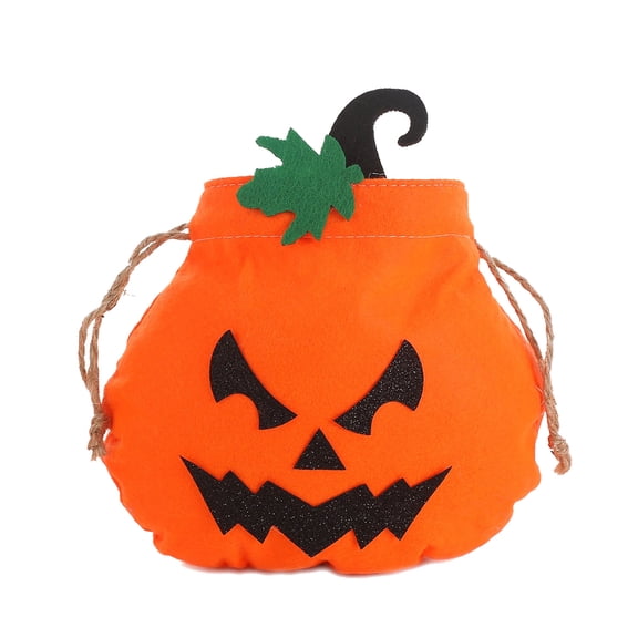 Flannel Pumpkin Candy Bag for Halloweens Trick or Treats Soft Fabric Storage Pouches With Ergonomic Handle