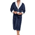 thumbnail image 1 of Flannel Robes for Men Long Sleeve Fleece Bathrobes with Pockets and Belt Mens Casual Solid Color Thermal Warm Sherpa Homewear Bath Robe Pajamas, 1 of 3