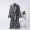 thumbnail image 1 of Flannel Robes for Men with Pocket and Belt Long Sleeve Fleece Bathrobes Mens Casual Solid Color Thermal Warm Homewear Sleepwear Pajamas Bath Robe, 1 of 6