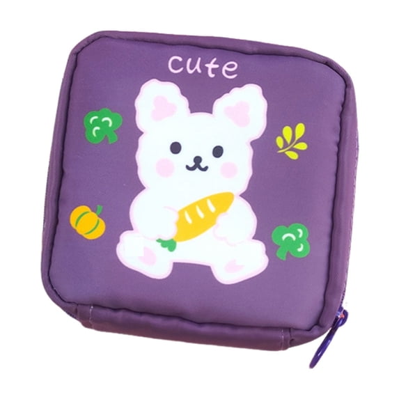 Flannel Sanitary Napkin Storage Bag, Menstrual Cup Portable Zipper Holder, Collect Feminine Menstruation Bag For Women (Purple)