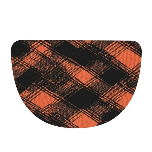 Flannel Semi Circular Floor Mat Water Absorbent Non Skid Rug Non Shedding Thick Comfort Mat For Front Door Patio Laundry Office 19"X30"(48x76cm) Argyle Plaid Darksalmon_1