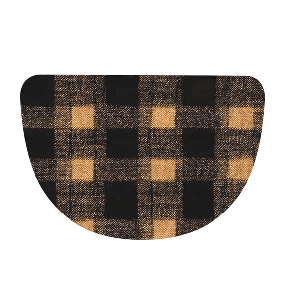 Flannel Semi Circular Floor Mat Water Absorbent Non Skid Rug Non Shedding Thick Comfort Mat For Front Door Patio Laundry Office 19"X30"(48x76cm) Argyle Plaid Brown_17043_1