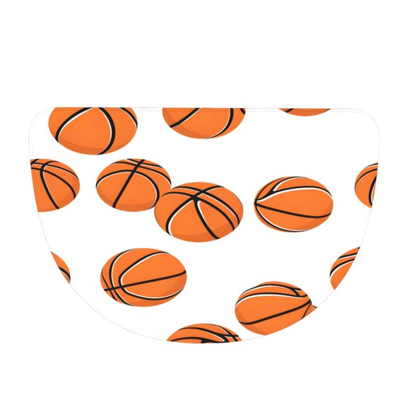 Flannel Semi Circular Floor Mat Water Absorbent Non Skid Rug Non Shedding Thick Comfort Mat For Front Door Patio Laundry Office 19"X30"（48x76cm） Basketball Theme Sporty Dynamic Style