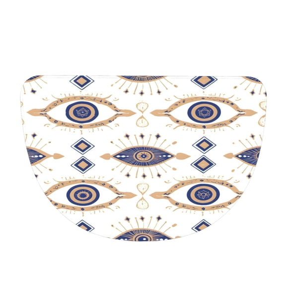 Flannel Semi Circular Floor Mat Water Absorbent Non Skid Rug Non Shedding Thick Comfort Mat For Front Door Patio Laundry Office 19"X30"(48x76cm) Gold Foil Illustration Of An Evil Eye