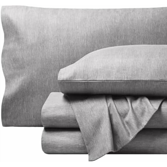 Flannel Sheet Set 100% Cotton, Velvety Soft Heavyweight - Double Brushed Flannel - Deep Pocket (Twin XL, Heathered Light Grey)