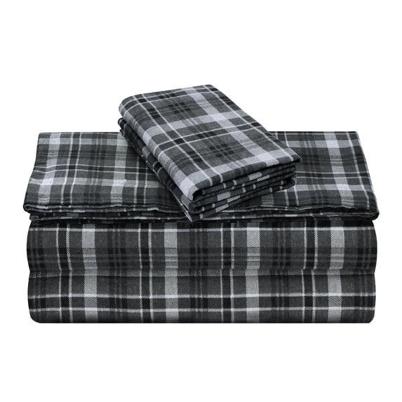 Flannel Sheet Set 16" Deep Pocket 100% Brushed Cotton Winter Bed Sheet Warm Soft Cozy 4 Piece Printed Flannel Collection Bedding with Fitted Sheet & 2 Pillowcases