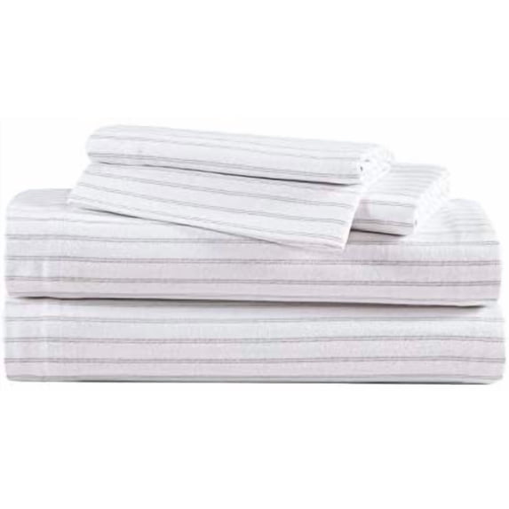 - Flannel Sheets Full Size, Anti-Pilling & Wrinkle Resistant Cotton, Touchably Soft for All-Season Comfort - Bed Sheets with Matching Pillowcases & Fitted Sheet (Trail Stripe Grey)