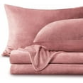 thumbnail image 1 of Flannel Sheets Full Size Dusty Pink - Super Soft Fleece Sheets Set Fluffy Extra Plush, 4 Piece(Include Fitted Sheet, Flat Sheet, 2 Pillowcases), 1 of 8