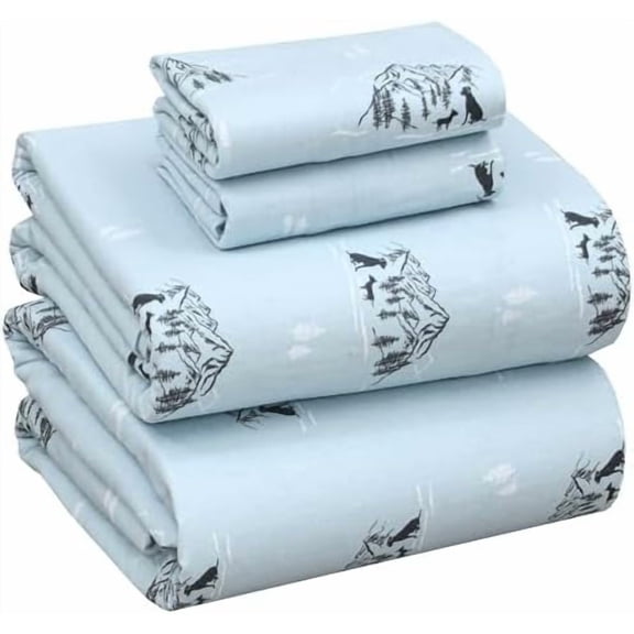 Flannel Sheets King Size - 100% Cotton Brushed King Bed Sheets Set - Deep Pockets 16 Inches - All Seasons Breathable & Extra Soft - Warm & Cozy, 4 Piece, Soul Dog
