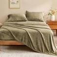 thumbnail image 1 of Flannel Sheets King Size Camel - Super Soft Fleece Sheets Set Fluffy Extra Plush, 4 Piece(Include Fitted Sheet, Flat Sheet, 2 Pillowcases), 1 of 7