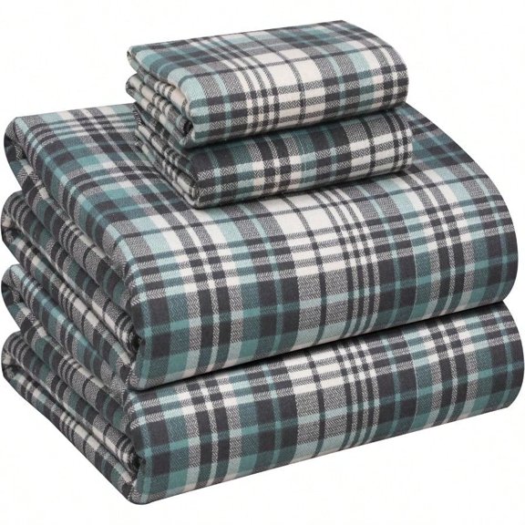 Flannel Sheets Queen Size - 100 Cotton Double Brushed Bed Sheets Deep Pockets 16 Inches Queen Sheet Set All Seasons Breathable Extra Soft - Warm Cozy 4 Piece Mint Grey