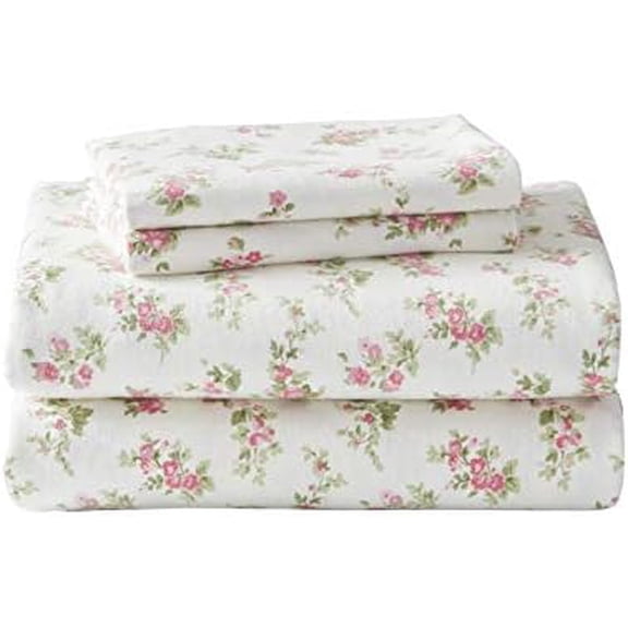 - Flannel Sheets Queen Size, Anti-Pilling & Wrinkle Resistant Cotton, Touchably Soft for All-Season Comfort - Bed Sheets with Matching Pillowcases & Fitted Sheet (Audrey Pink)
