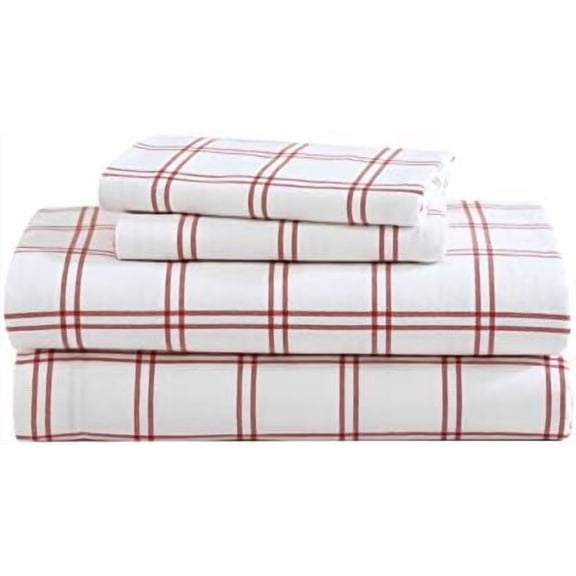 - Flannel Sheets Queen Size, Anti-Pilling & Wrinkle Resistant Cotton, Touchably Soft for All-Season Comfort - Bed Sheets with Matching Pillowcases & Fitted Sheet (Westridge Plaid Orange)