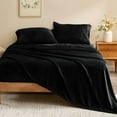 thumbnail image 1 of Flannel Sheets Queen Size Black - Super Soft Fleece Sheets Set Fluffy Extra Plush, 4 Piece(Include Fitted Sheet, Flat Sheet, 2 Pillowcases), 1 of 7