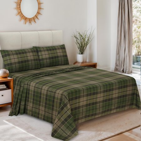 Flannel Sheets Queen Size - Cotton Double Brushed Bed Sheets, Deep Pockets 16 Inches Sheet Set, All Seasons Breathable & Extra Soft - 4 Piece
