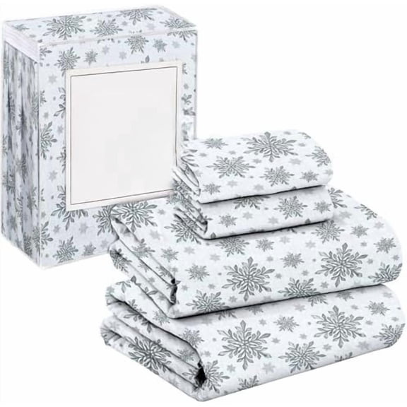 Flannel Sheets Queen Size - GOTS Certified 100% Organic Cotton, 4 Piece Warm, Soft & Breathable Set, Deep Pocket Snug Fit, Double Brushed Cozy All Season Bedding, Crystal Noir