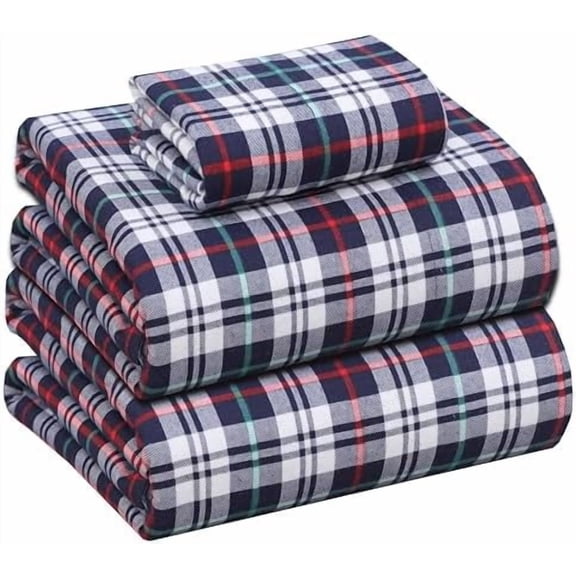 Flannel Sheets Twin Size - 100% Cotton Double Brushed Twin Sheets Set, Deep Pockets 16 Inches, All Seasons Breathable & Extra Soft Bed Sheets, Warm & Cozy, 3 Piece, Noel