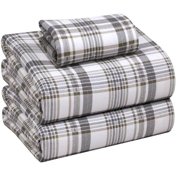 Flannel Sheets Twin Size - 100% Cotton Double Brushed Twin Sheets Set, Deep Pockets 16 Inches, All Seasons Breathable & Extra Soft Bed Sheets, Warm & Cozy, 3 Piece, Modest