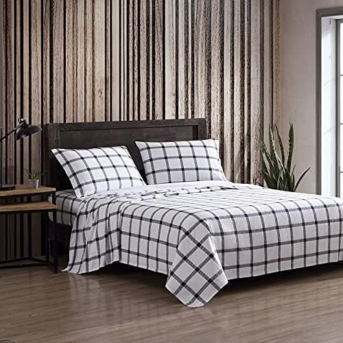 - Flannel Sheets Twin Size, Anti-Pilling & Wrinkle Resistant Cotton, Touchably Soft for All-Season Comfort - Bed Sheets with Matching Pillowcase & Fitted Sheet (Bunkhouse Plaid Charcoal)