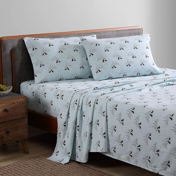 - Flannel Sheets Twin Size, Anti-Pilling & Wrinkle Resistant Cotton, Touchably Soft for All-Season Comfort - Bed Sheets with Matching Pillowcases & Fitted Sheet (Dog Friends Blue)