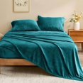 thumbnail image 1 of Flannel Sheets Twin Size Teal - Super Soft Fleece Sheets Set Fluffy Extra Plush, 3 Piece(Include Fitted Sheet, Flat Sheet, 1 Pillowcase), 1 of 7